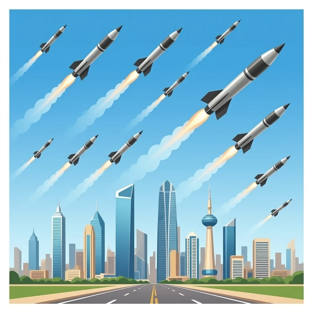 missiles in sky full in kuwait city emoji