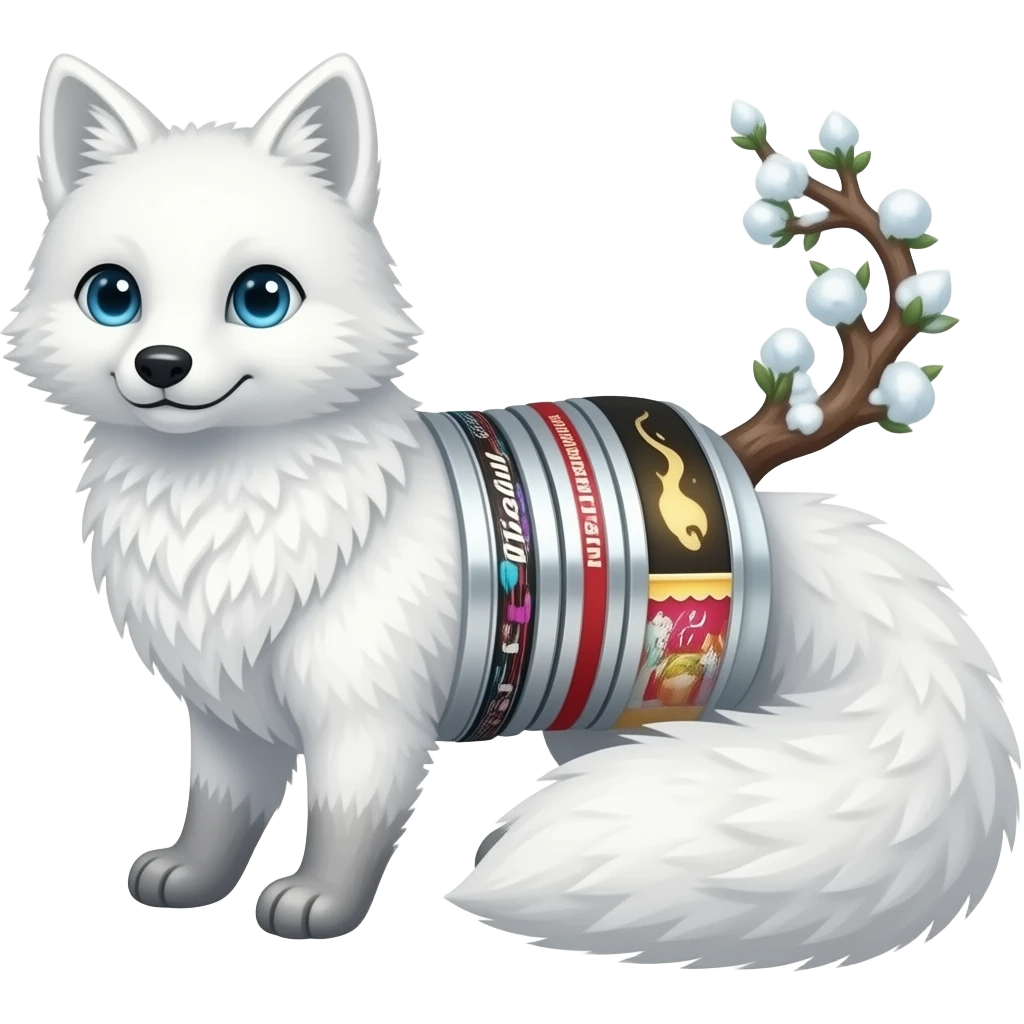 snow fox with music albums emoji