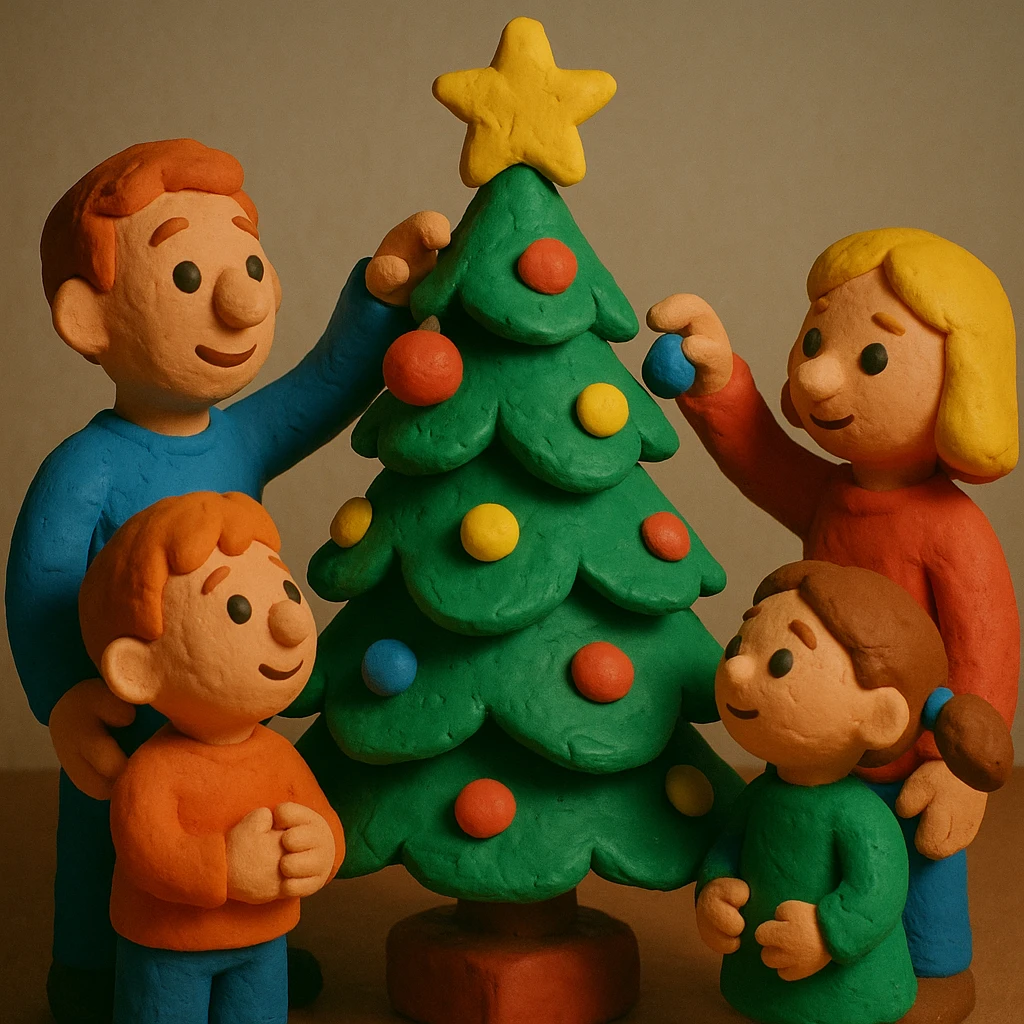 people decorating a Christmas tree emoji