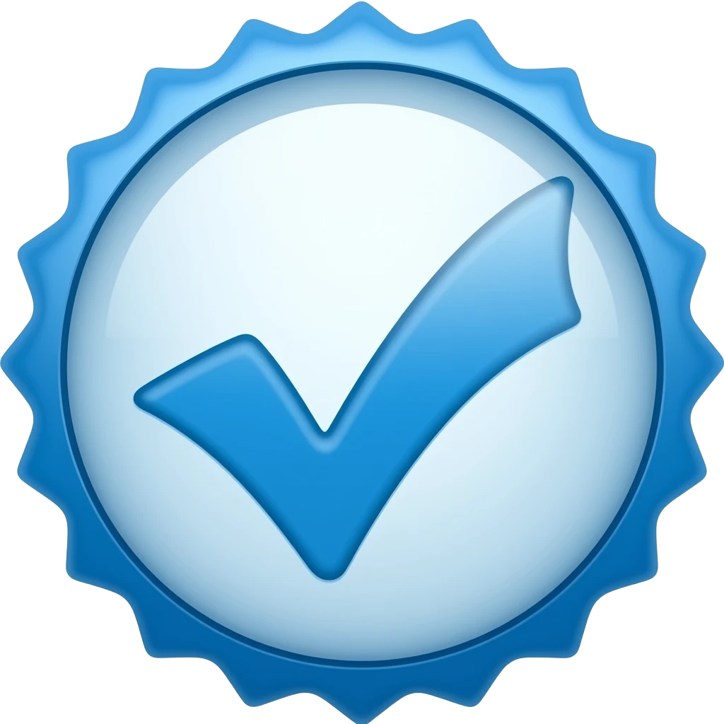 Blue tick with a zig zag circle around it emoji