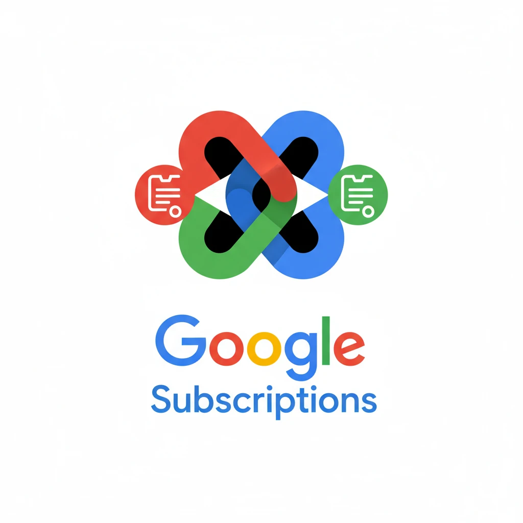 Используя стилистику логотипов Google для поисковика и Cloud сервиса сгенерируй логотип для Google подписок emoji