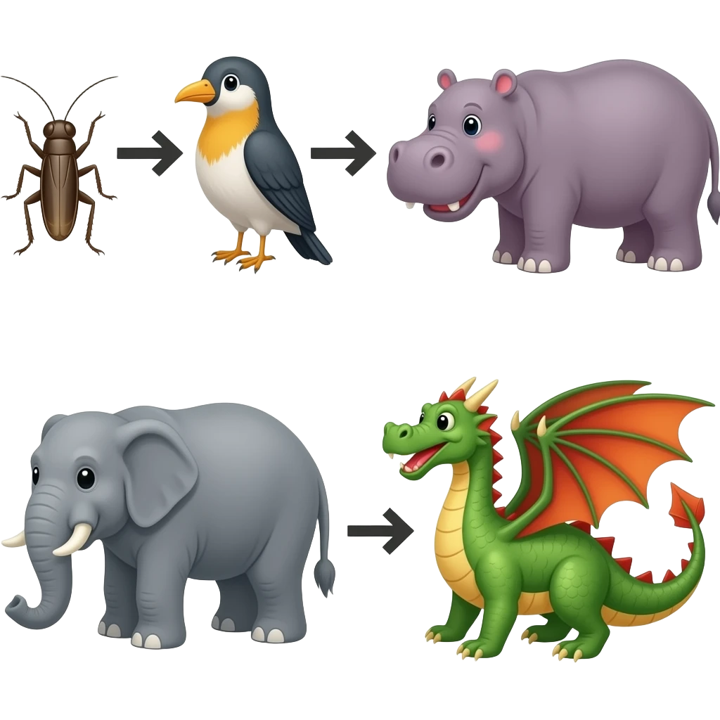Food chain 🦗🐦🦛🐘🐉 emoji