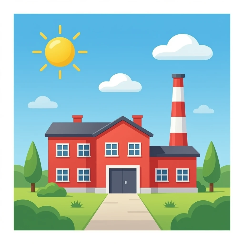 factory, red emoji