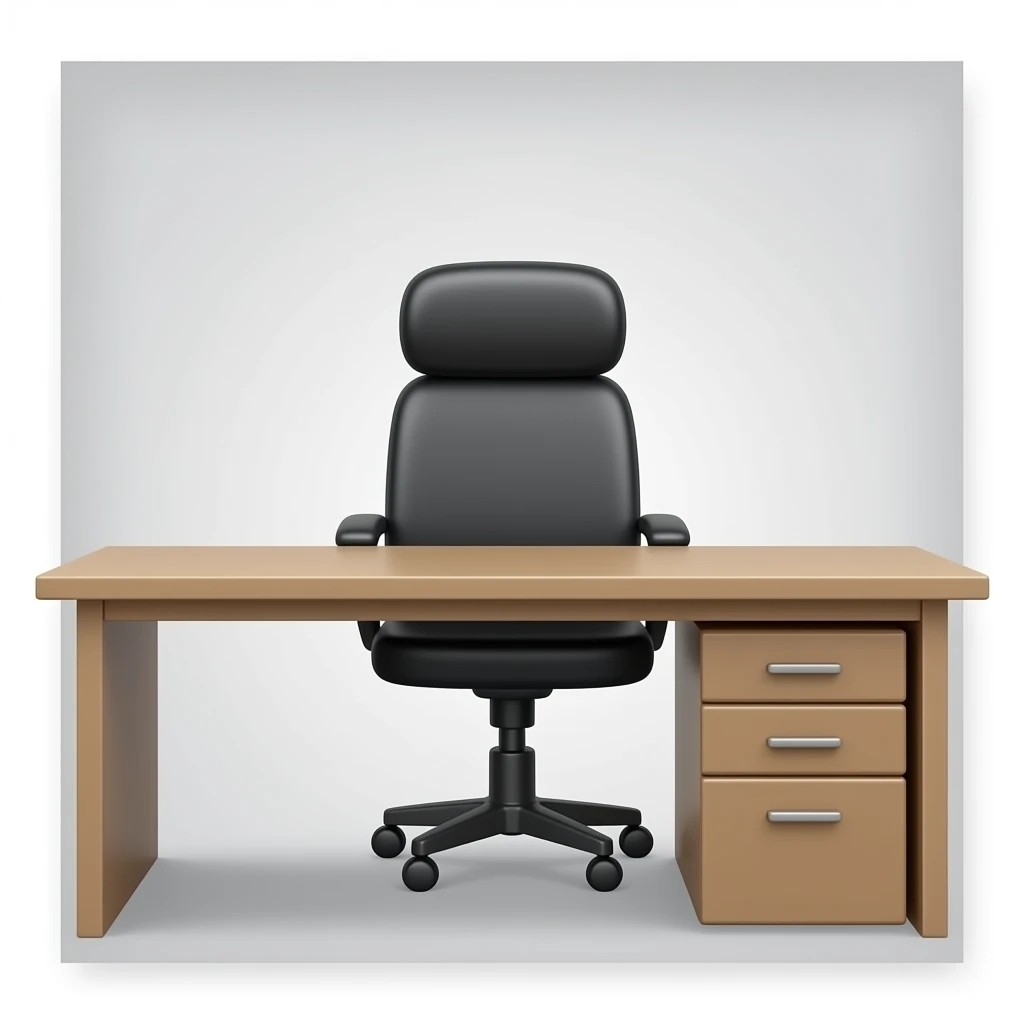 Manager desk with documents emoji