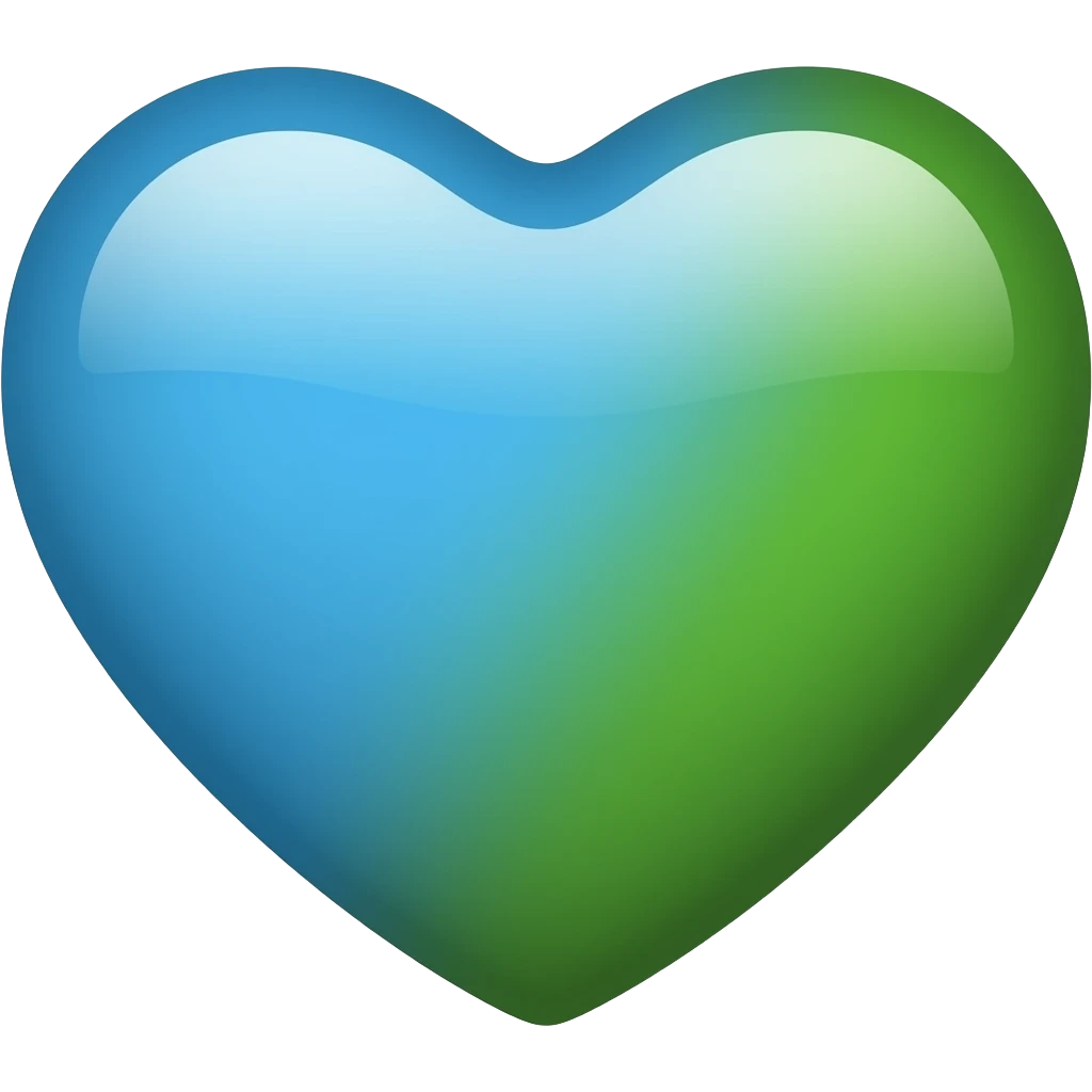 coraçao azul e mistura com verde emoji