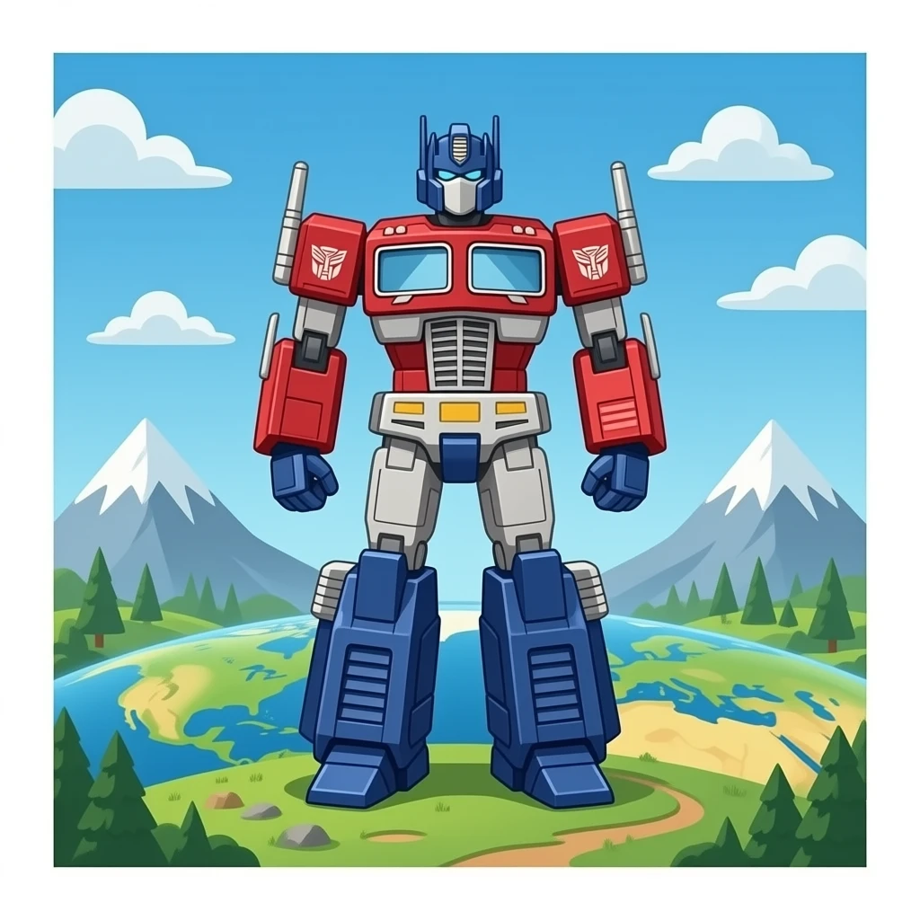 Optimus Prime Stands on planet Earth. emoji