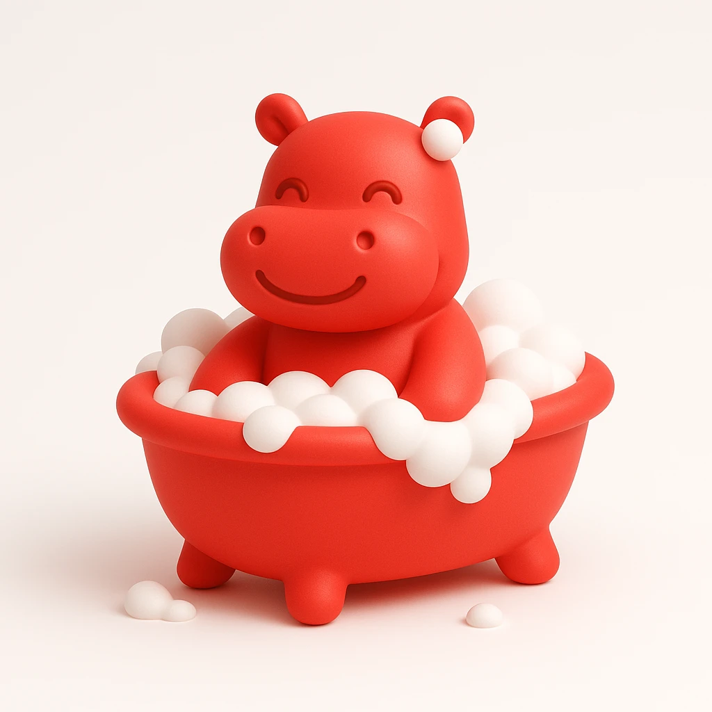 happy hippo with bubbles in bathtub emoji