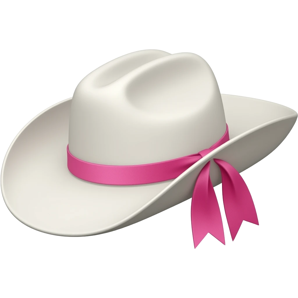 Chapéu de caubói branco com fita pink Barbie the movie emoji