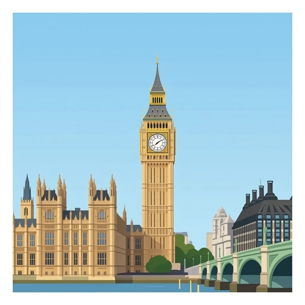 big ben less detail, emoji style, no background emoji