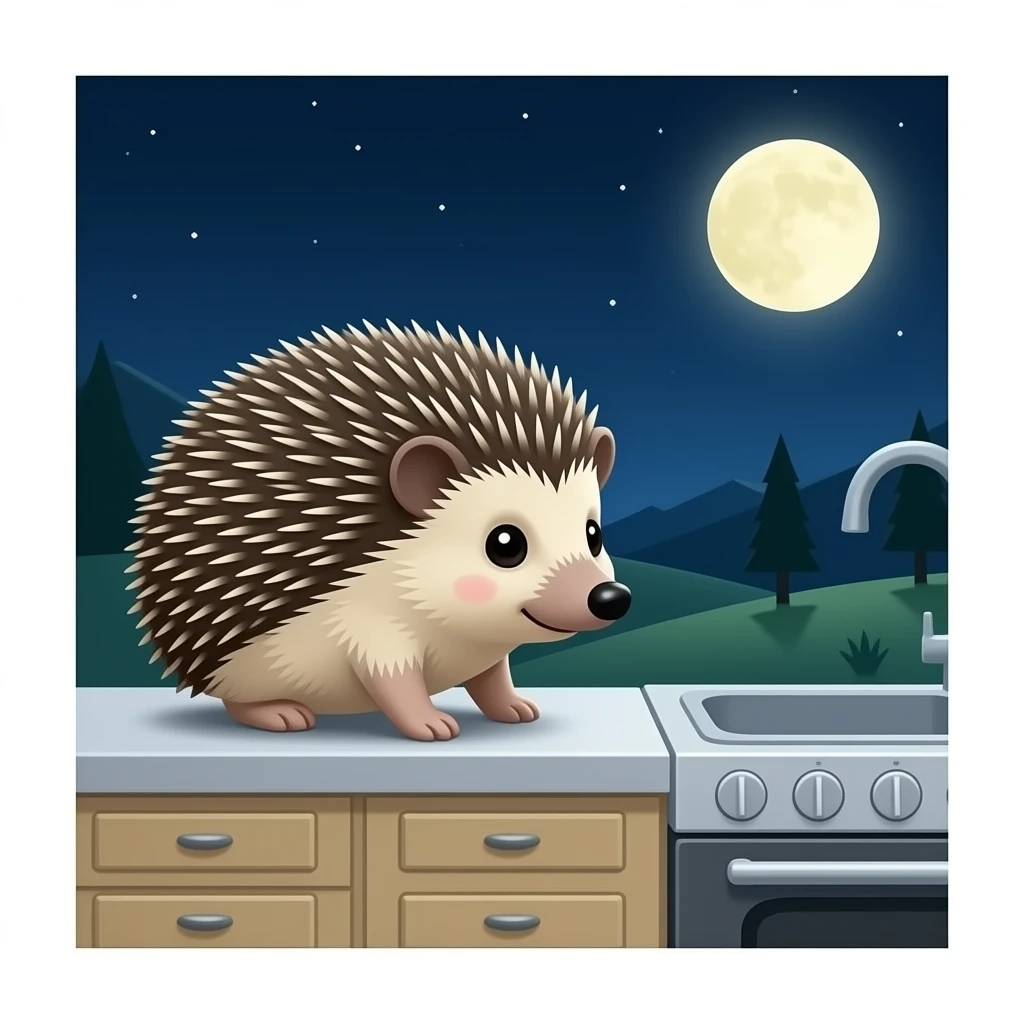 Hedgehog and kitchen emoji