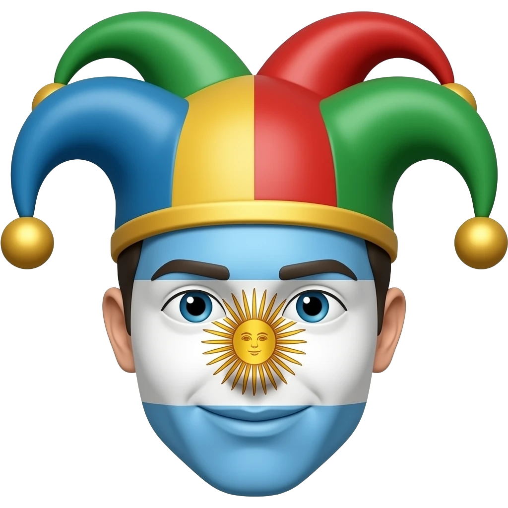 emoji Cara De Fiesta con Gorro Arlequin con los colores de Argentina emoji