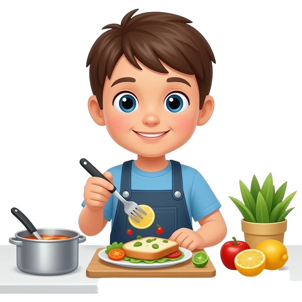 a kid cooking lunch emoji