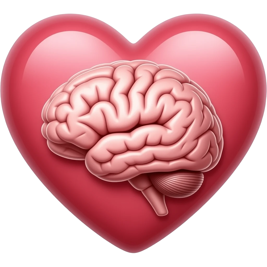 make me an emoji with a heart and inside the heart is a brain and there is writing on the brain and heart emoji
