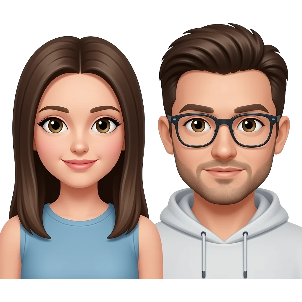 Freineds whith bown hair nd both emoji