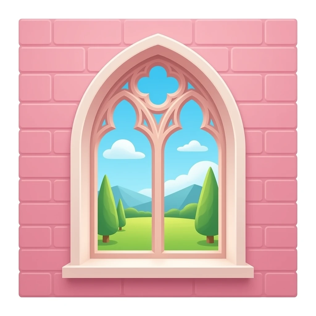 goth architecture window warm pink emoji