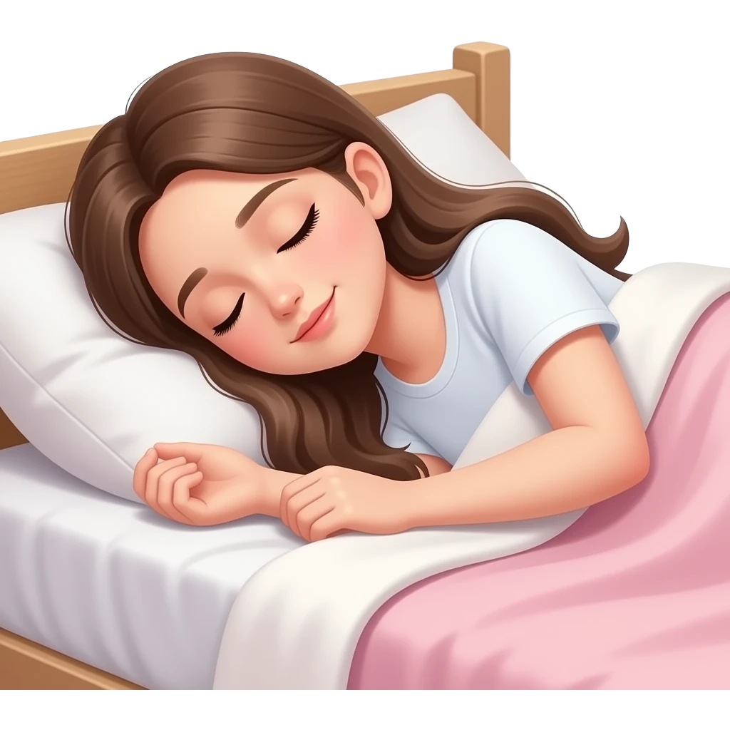 teen girl long hair in bed sleeping emoji