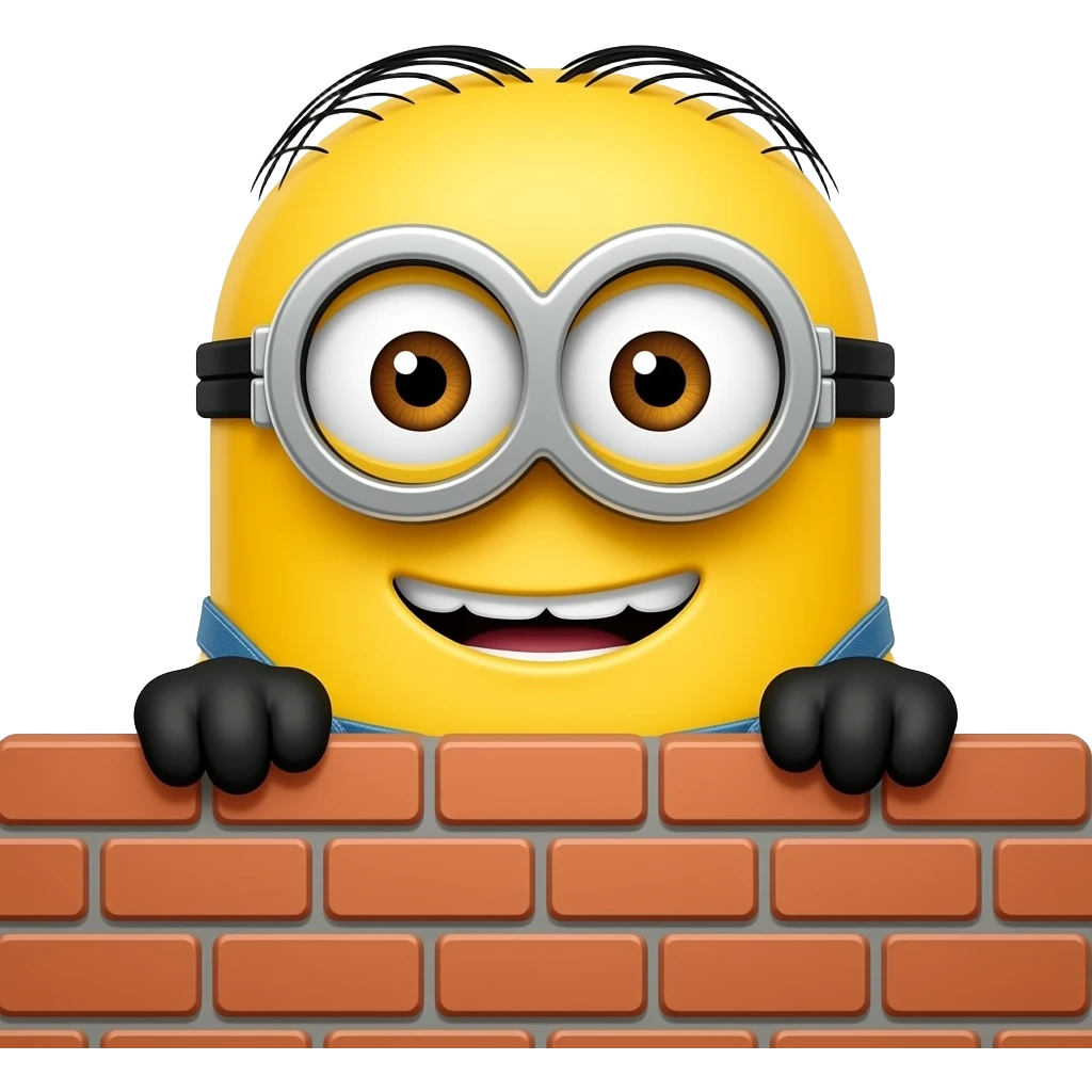 minion peeking from behind a wall emoji