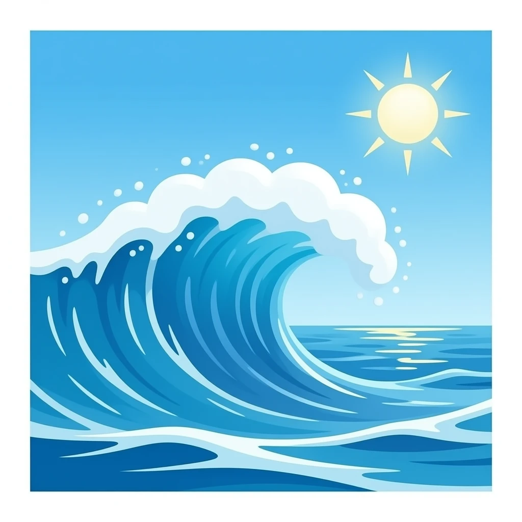ocean wave, emoji