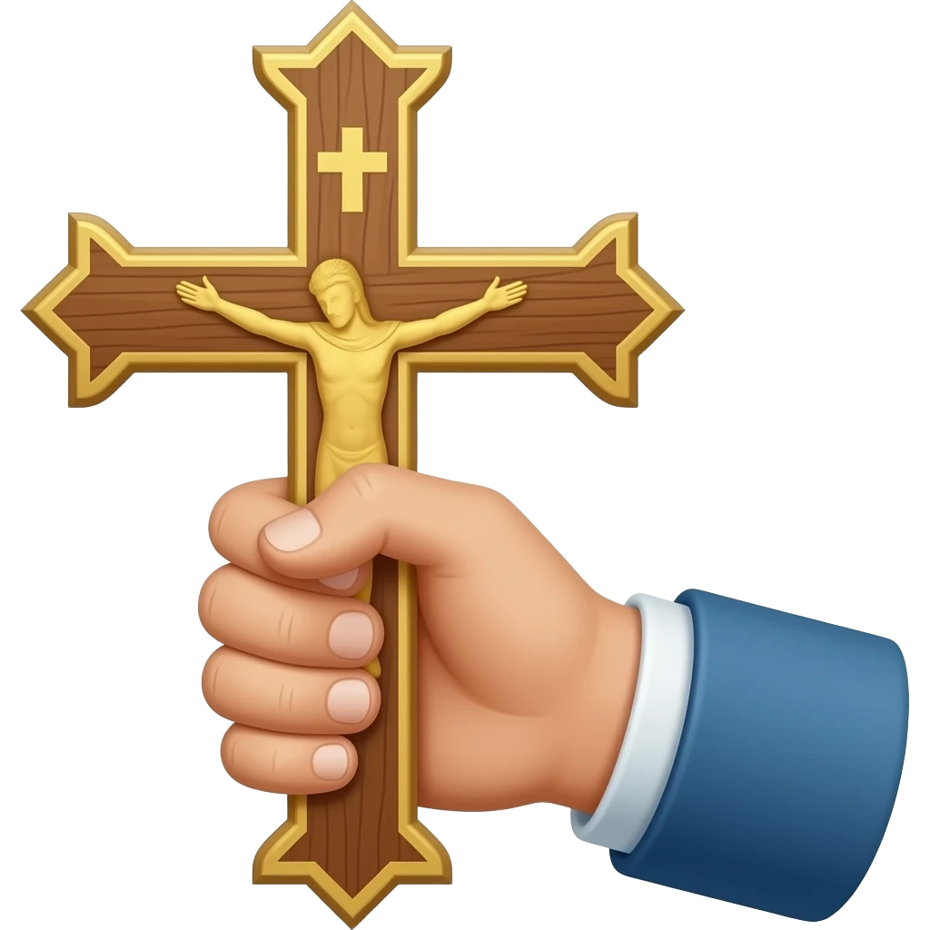 Hand holding Greek Orthodox cross emoji