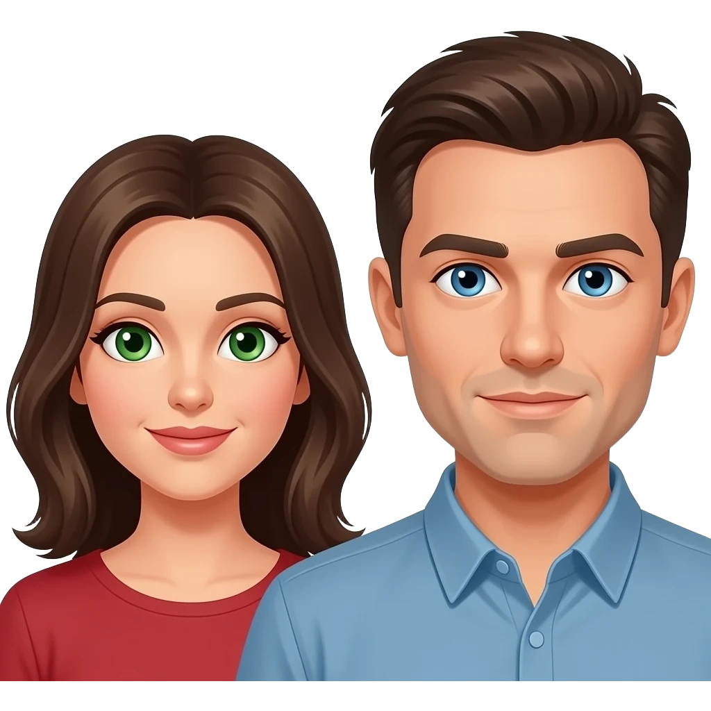 change hers eye color to green and his to blue emoji