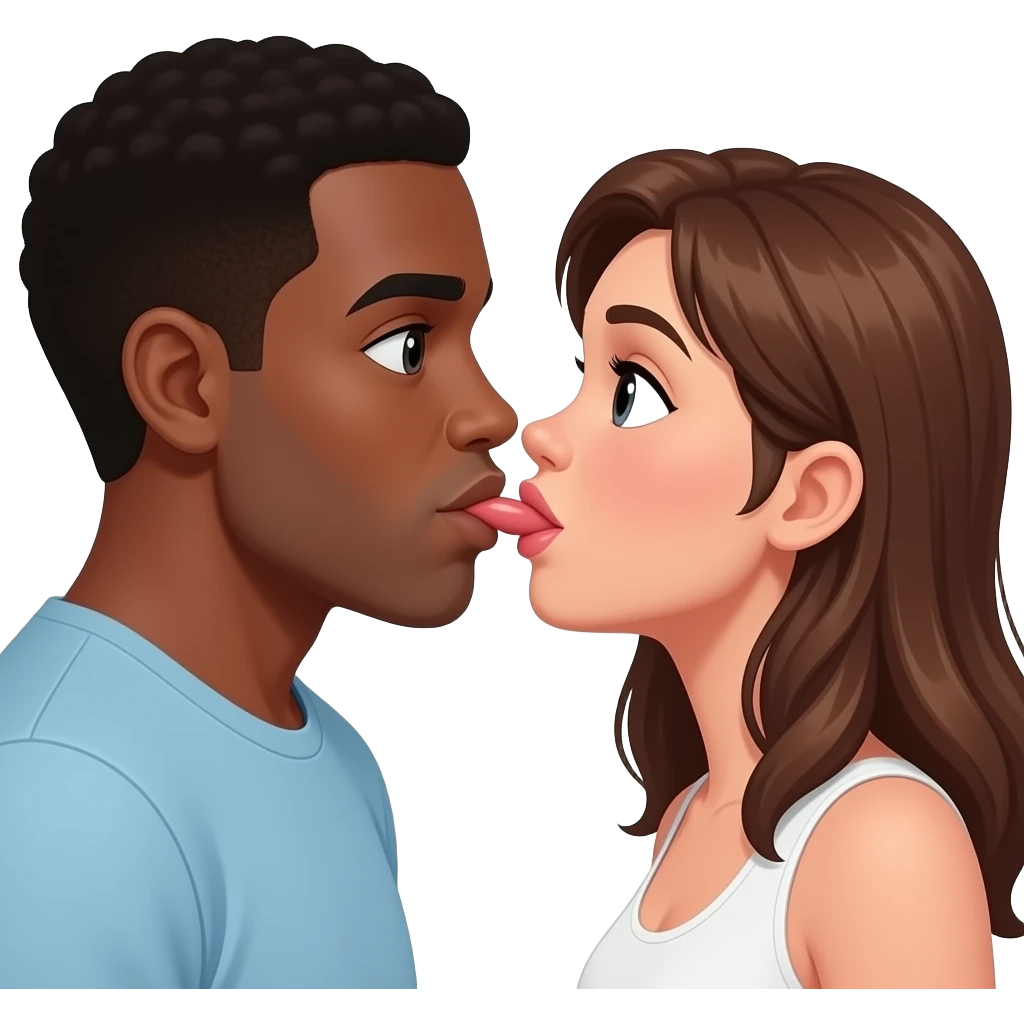 dark skin man and brunette white woman sucking dick emoji