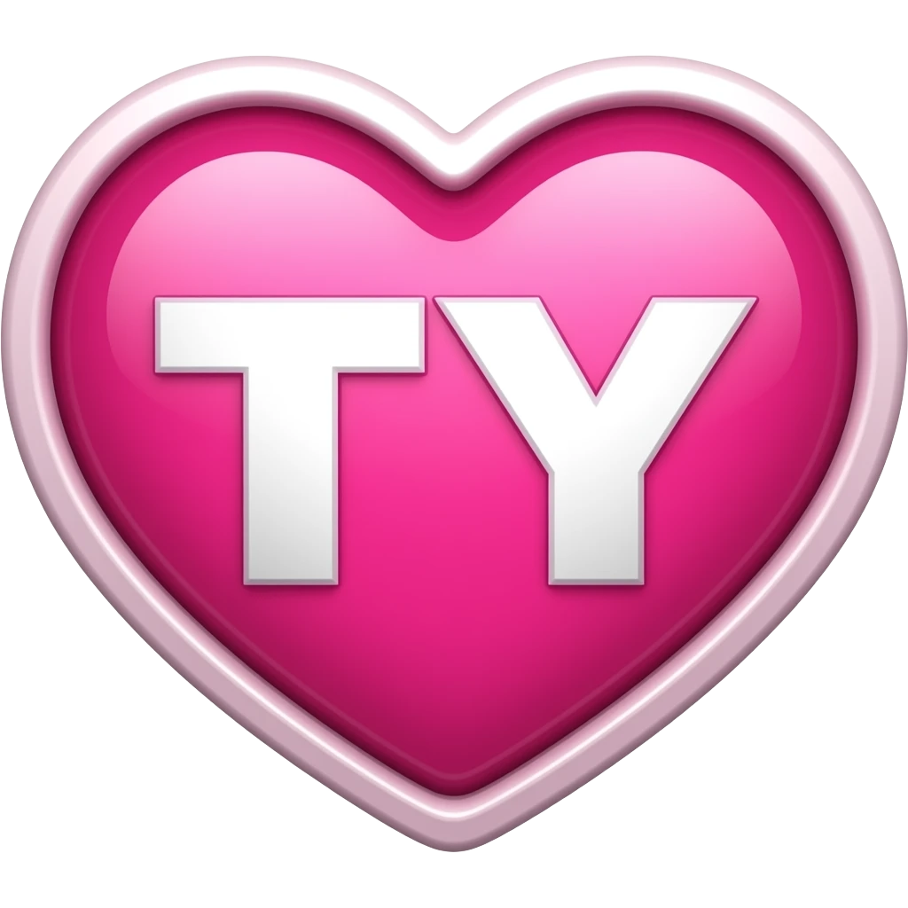 pink ty sign in the shape of a heart emoji