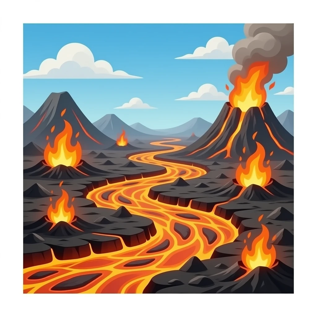 Scorched Earth, lava oceans, land on fire emoji