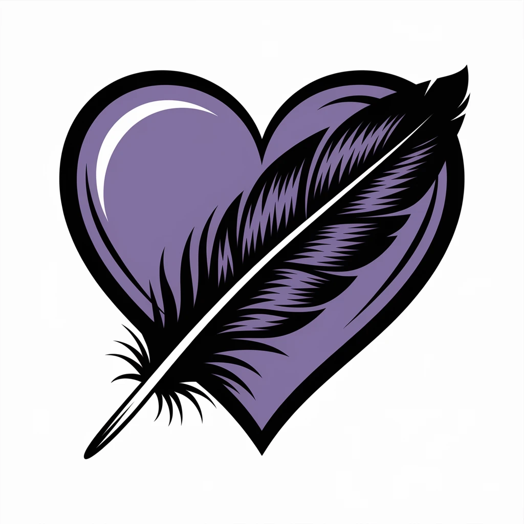 gothic heart with a black raven feather emoji