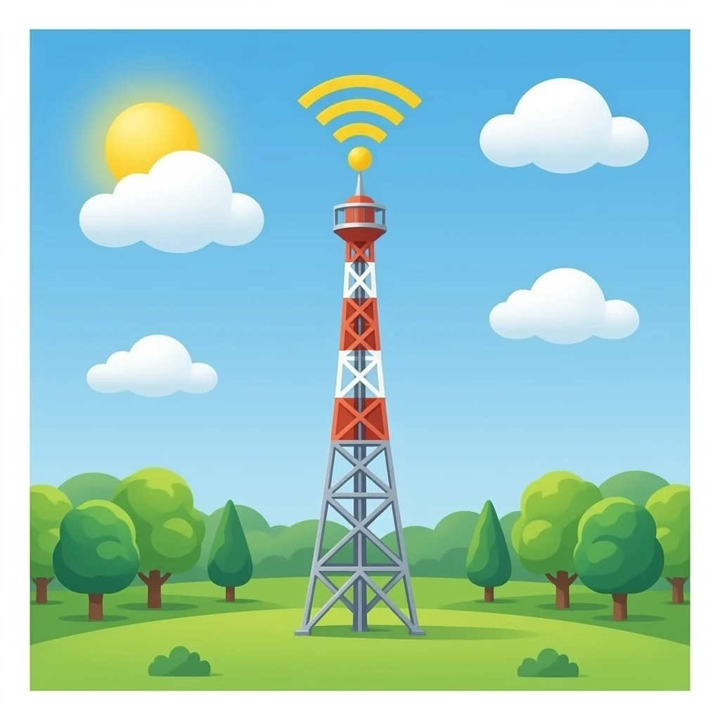 «Инфраструктура и услуги» •  Вышка связи и Wi-Fi: Нарисуй вышку, от которой расходятся волны emoji