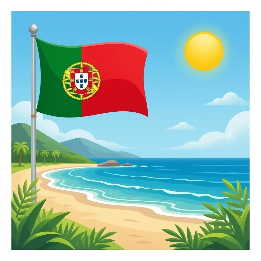 bord de mer avec le drapeau du portugal emoji