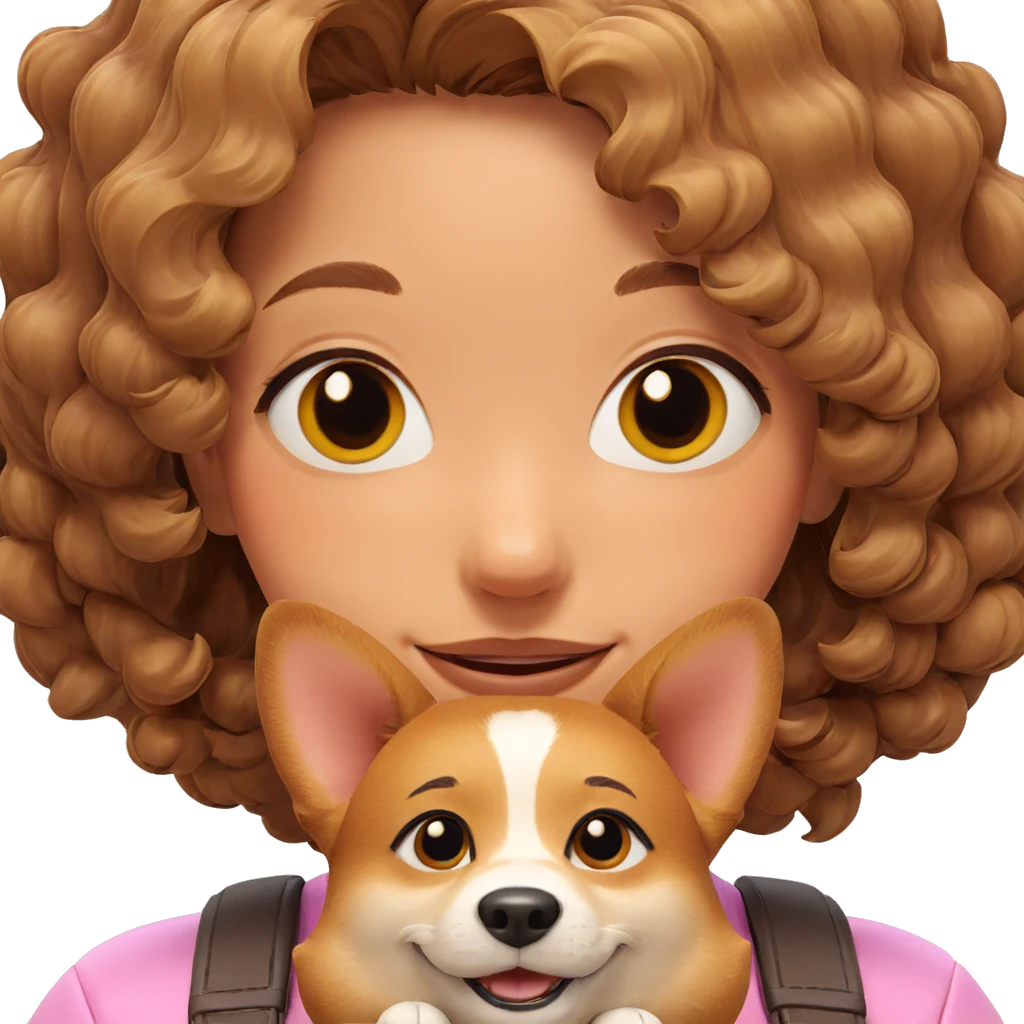 smiling girl with shiba inu emoji