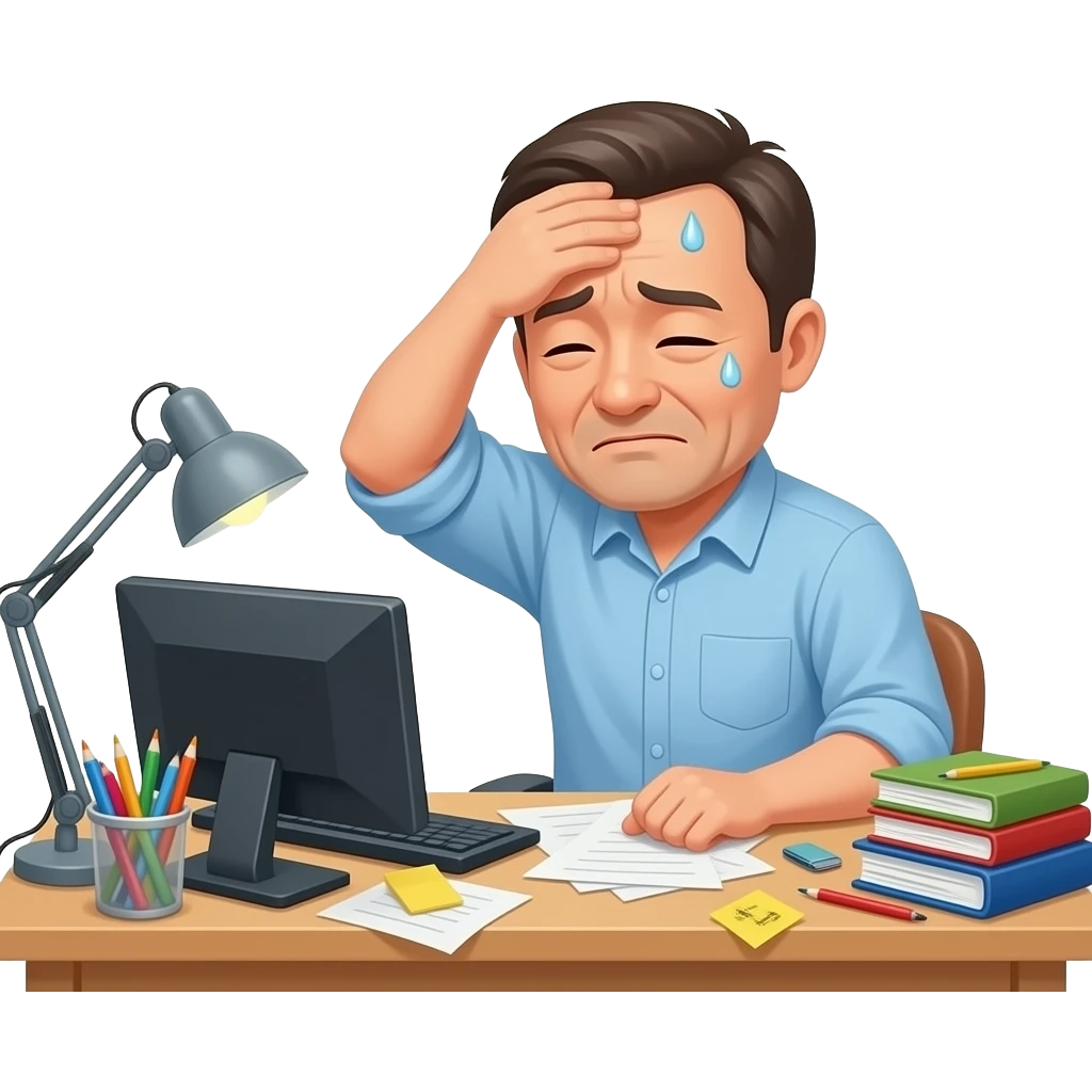 땀흘리며 일하는 중년 남성 emoji