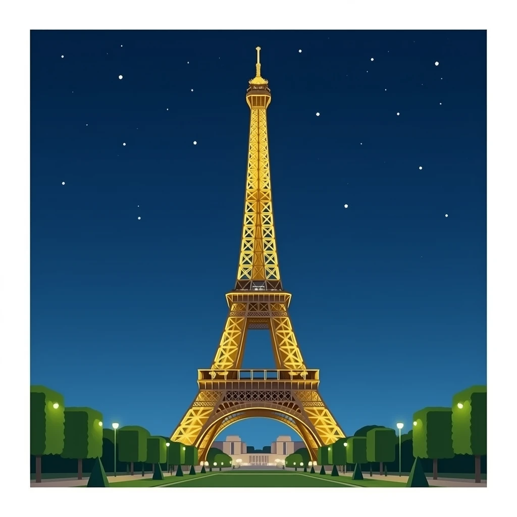 Upside down Eiffel Tower with point emoji