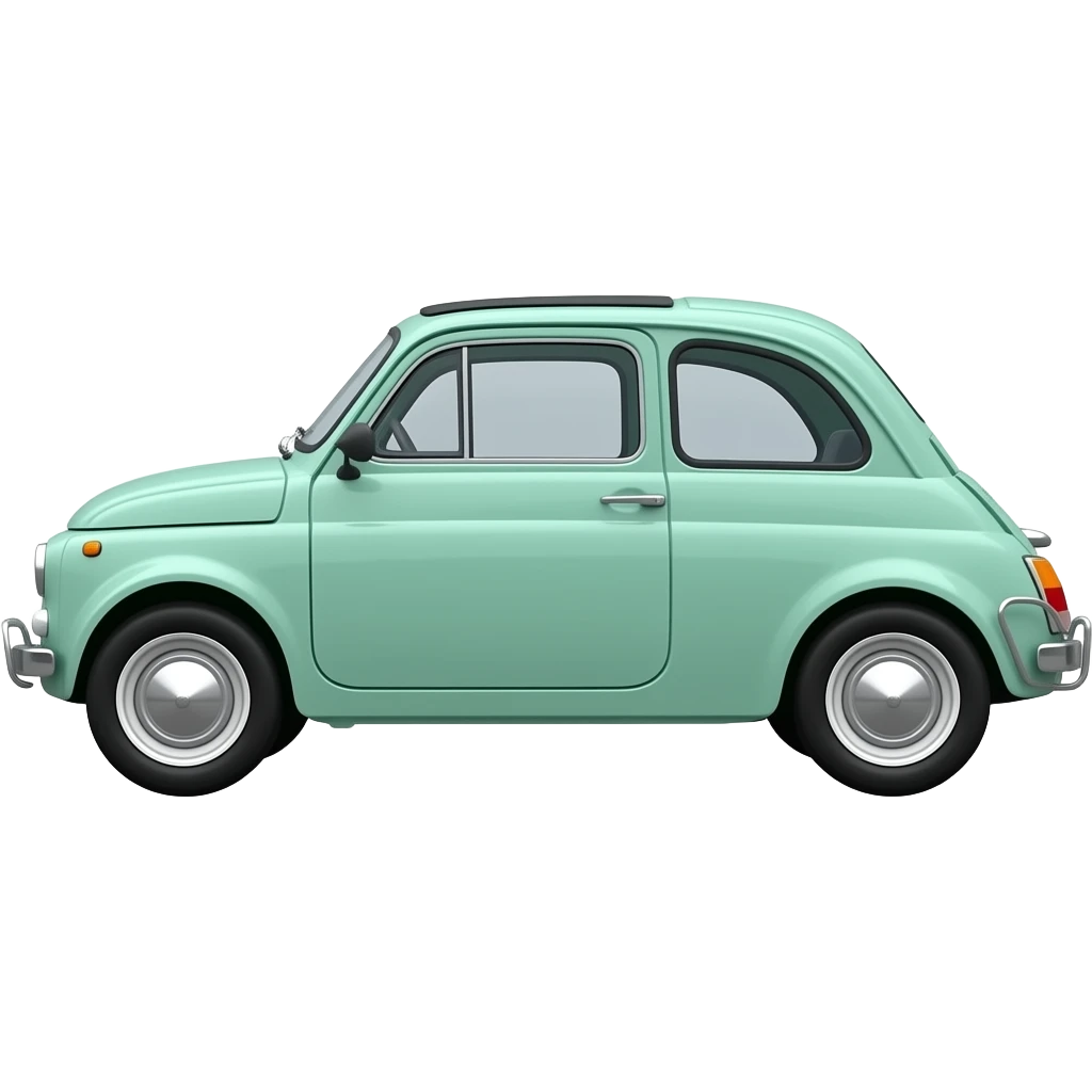 mint green fiat 500 twinair vintage white wheelcovers total sideview emoji