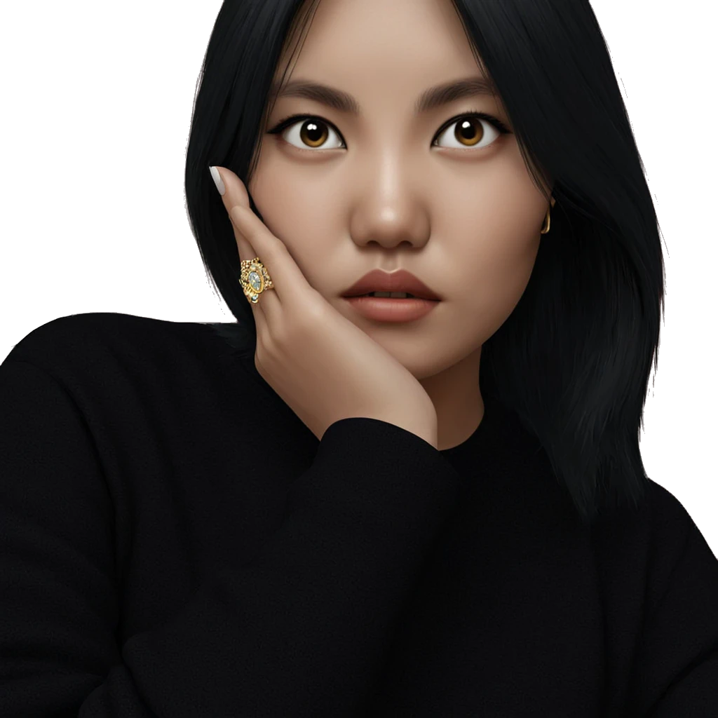 black haired girl with jewelry emoji