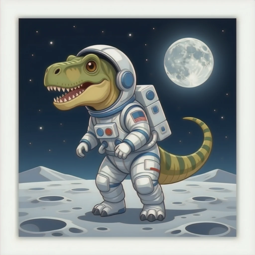Dinosaur Astronaut on the moon emoji