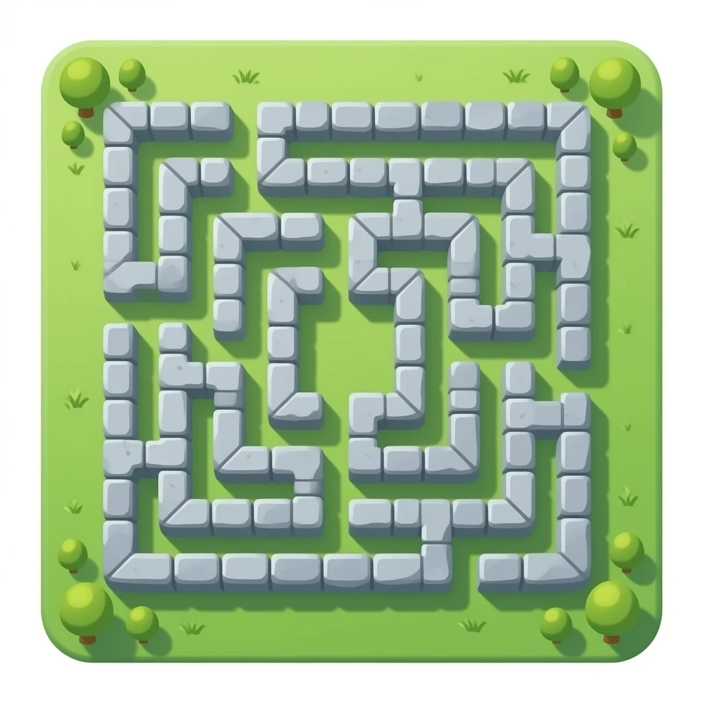 rounded Rectangle app stone labyrinth, top down emoji