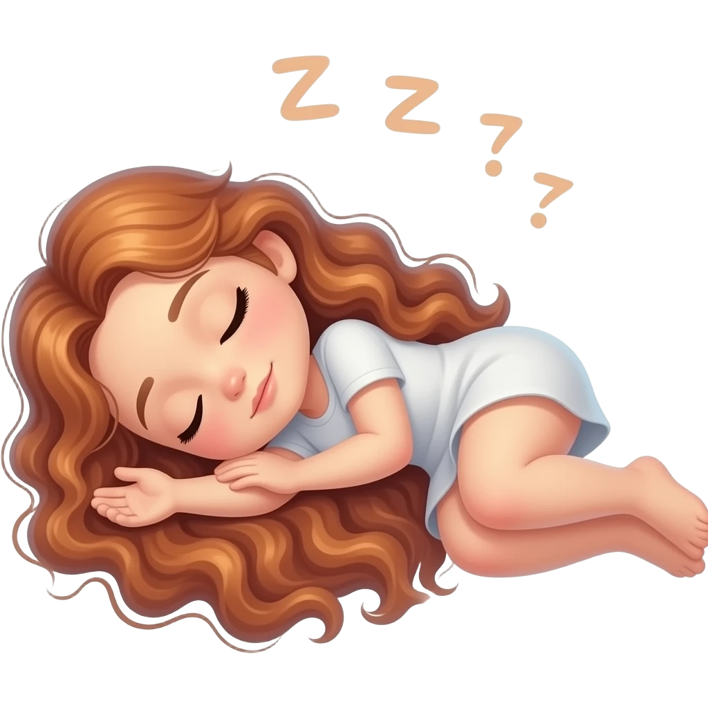 long curly auburn hair full body asleep emoji