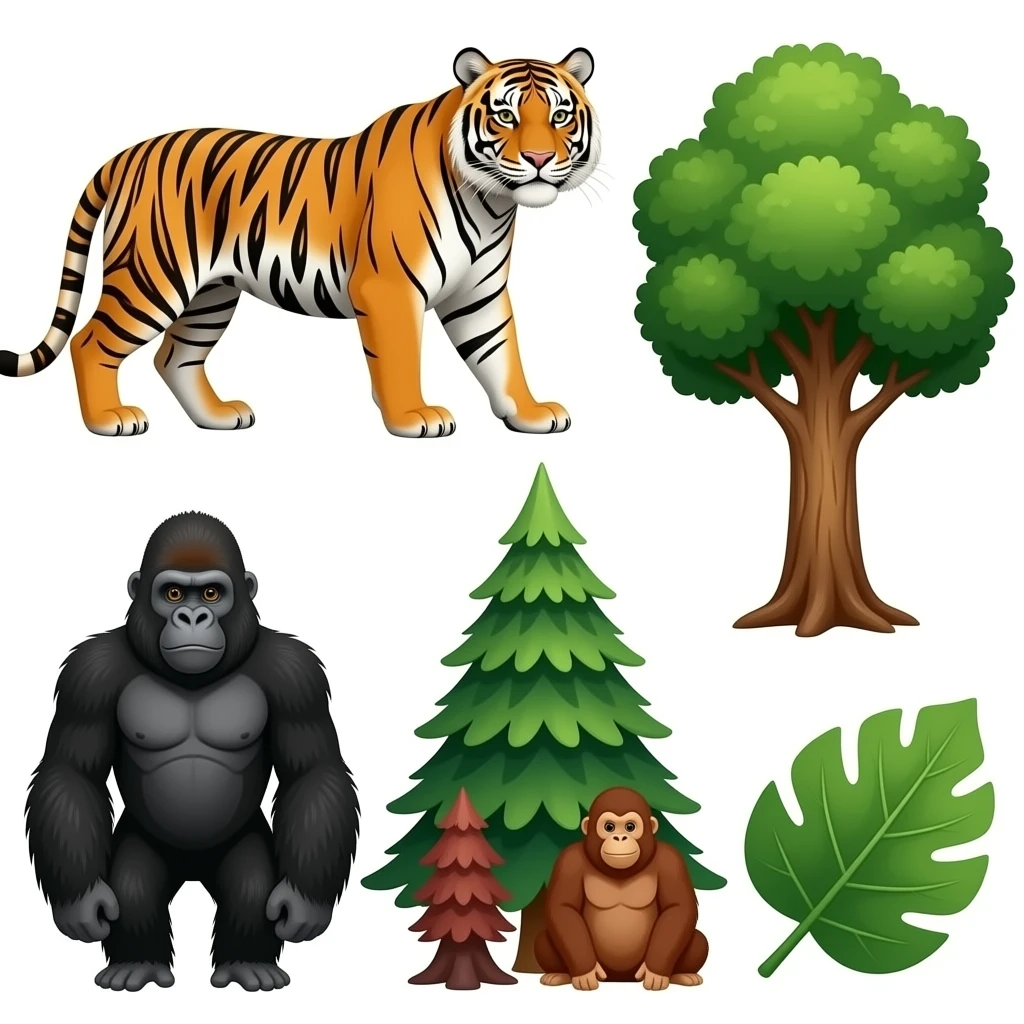 🐅🦍🦧🌲🌴🌳🍂🍃 emoji