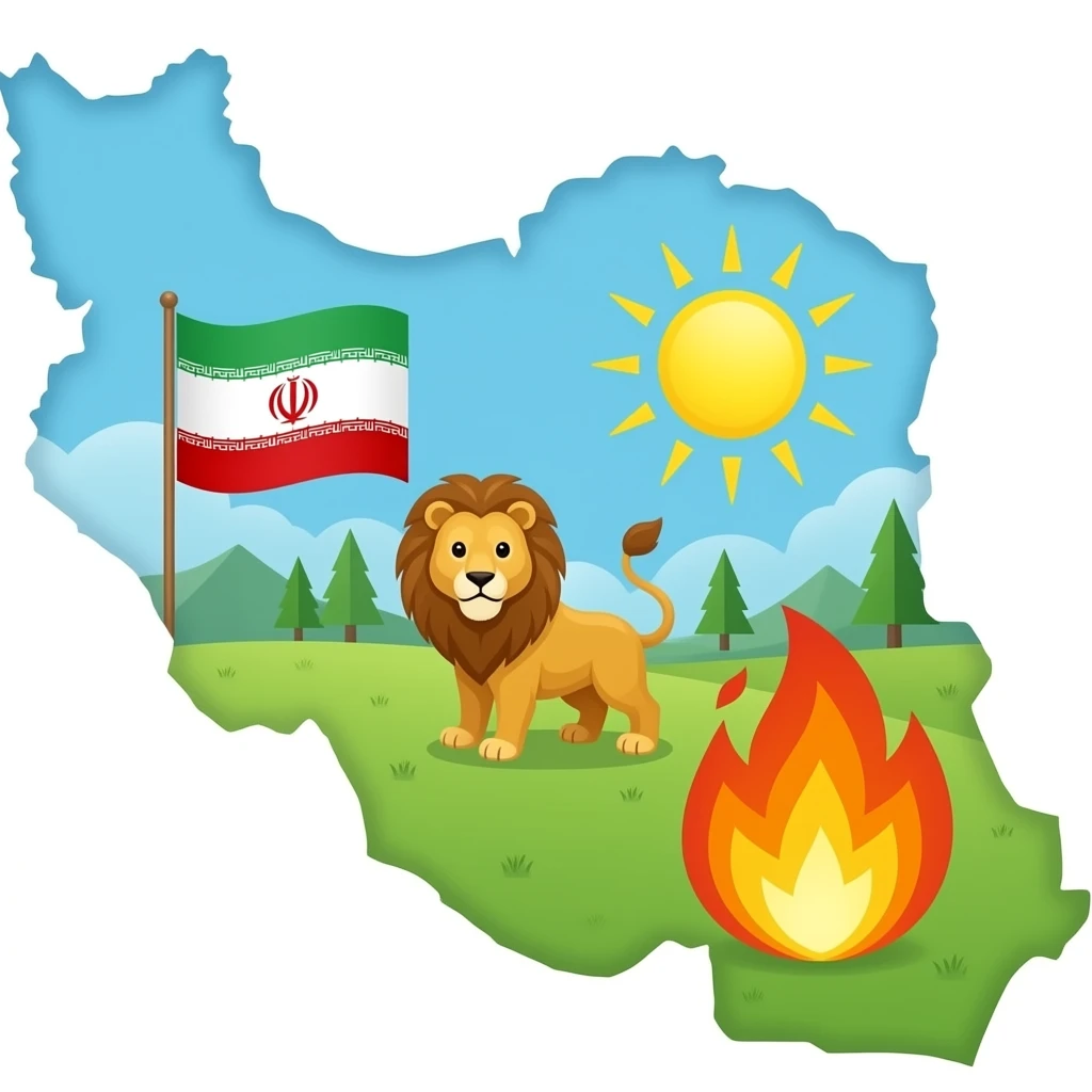نقشه ایرانپرچم شیرخورشید emoji