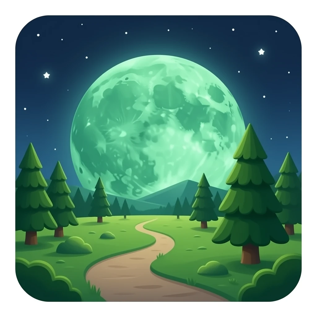 green colored moon emoji