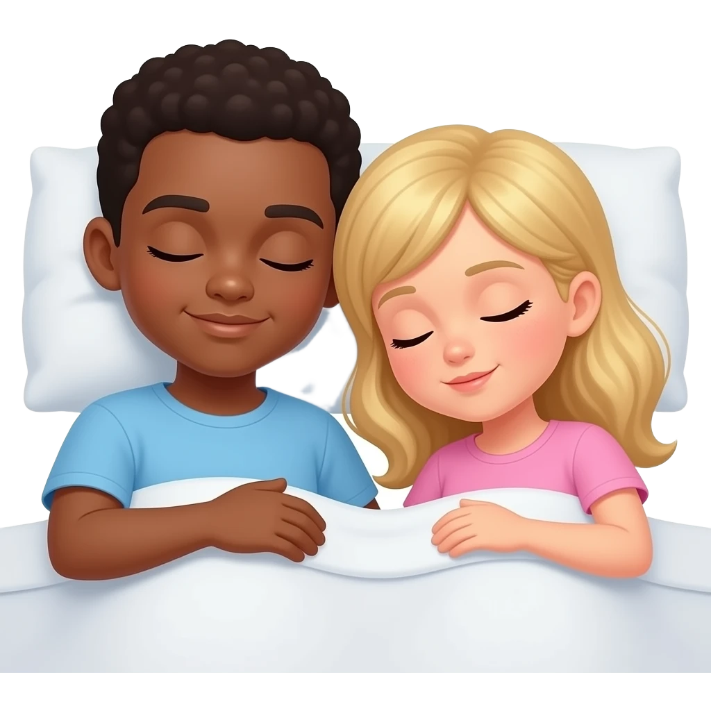 Темнокожий парень и белая девушка спят вместе emoji