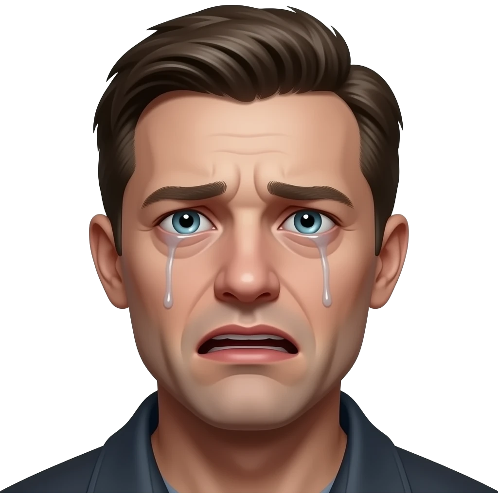 A crying emoji very werid and scary and super hyper realistic emoji