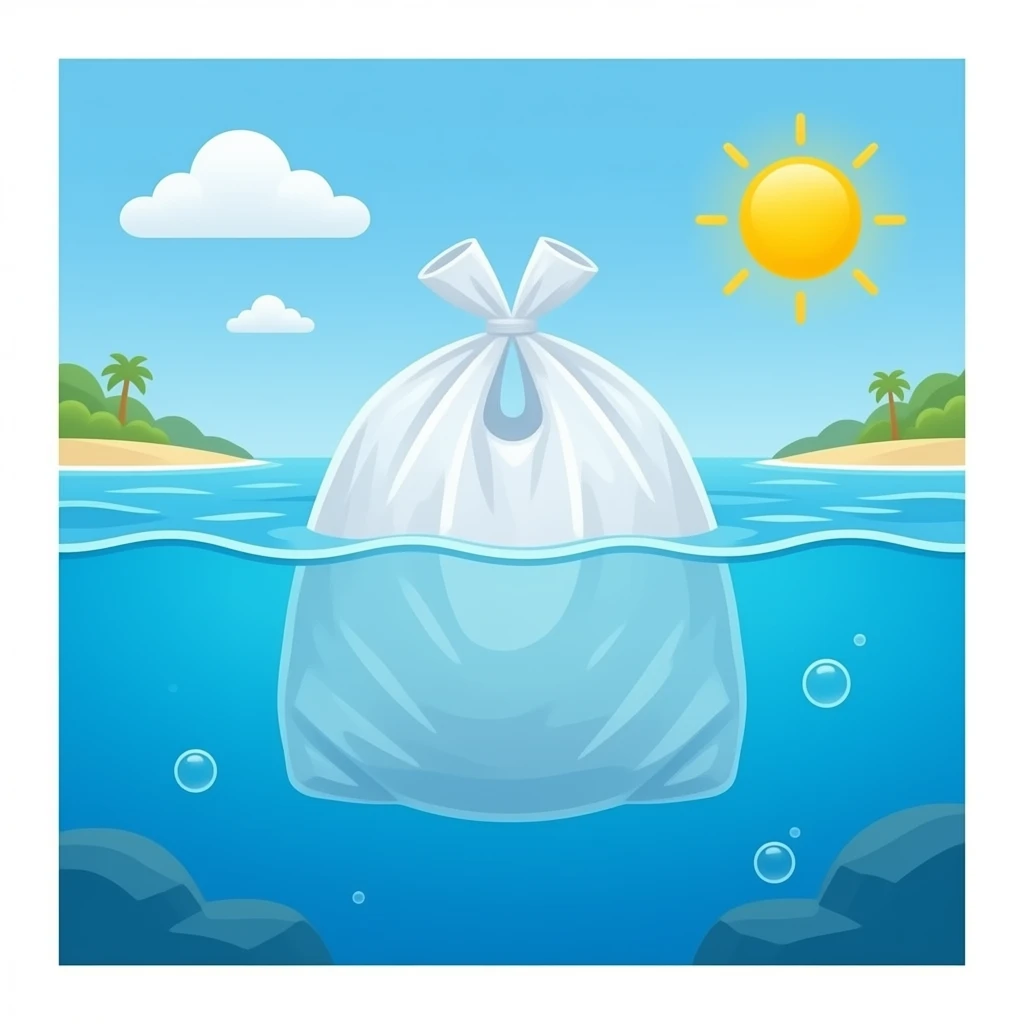 plastic bag in the ocean emoji
