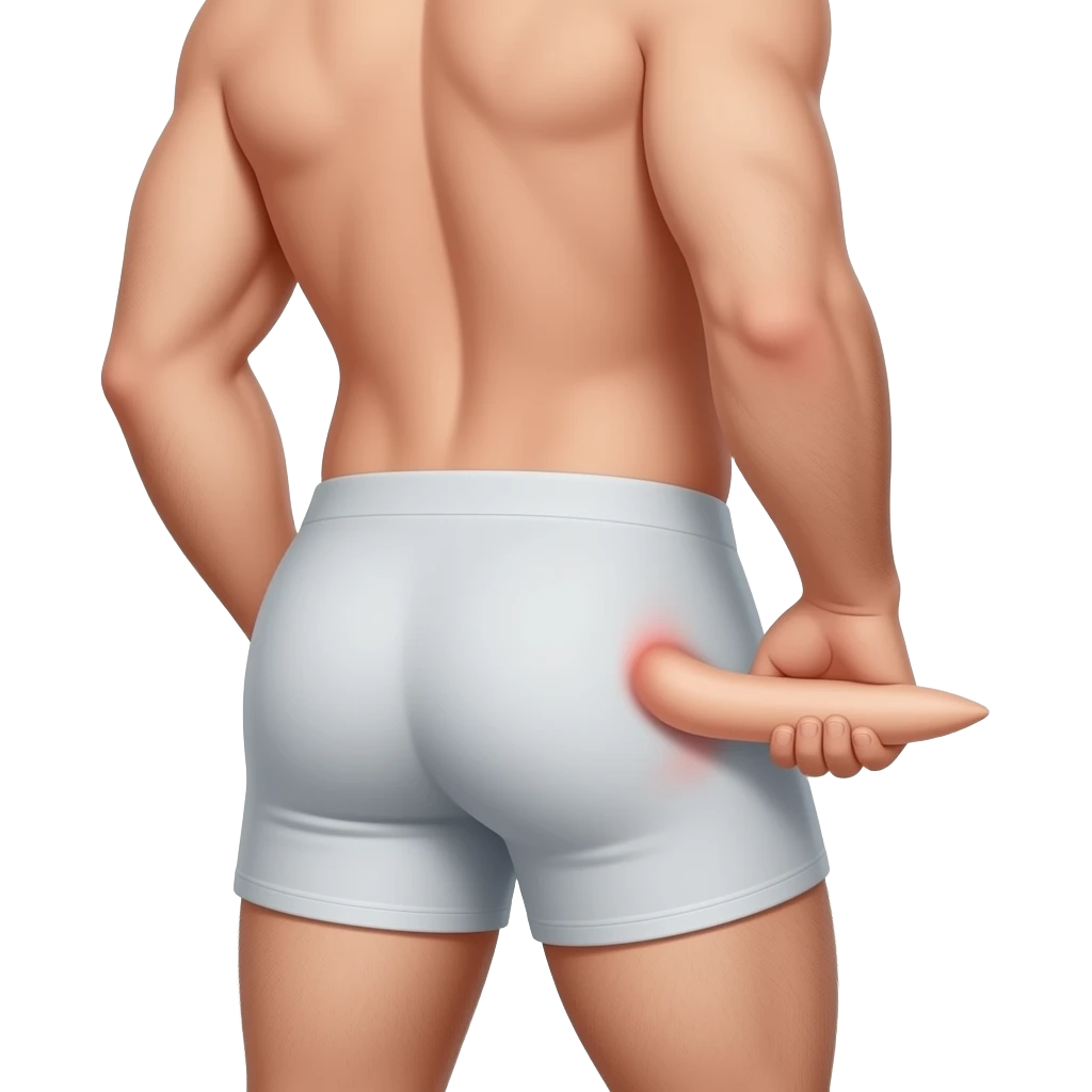 Man pushing dildo into his butt emoji