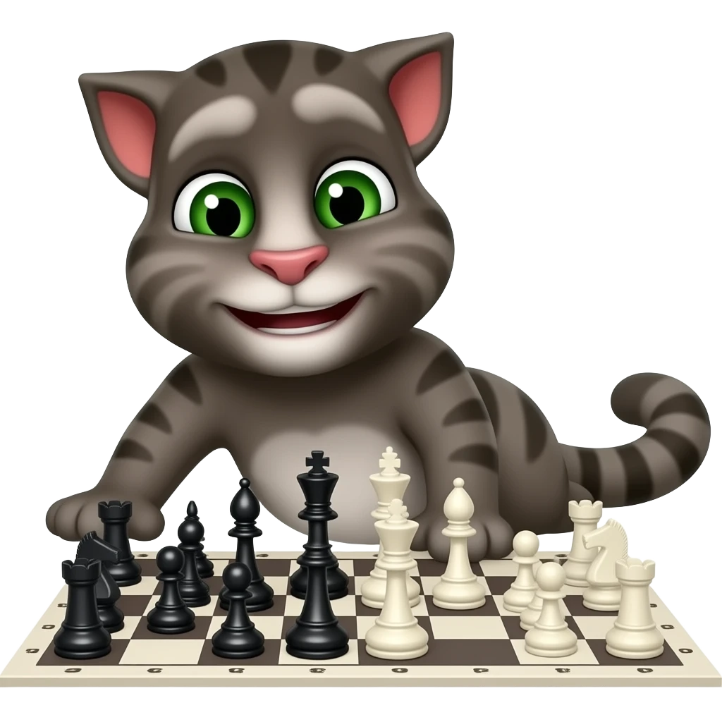 صد تاTalking Tom که دارن شطرنج بازی میکنند emoji