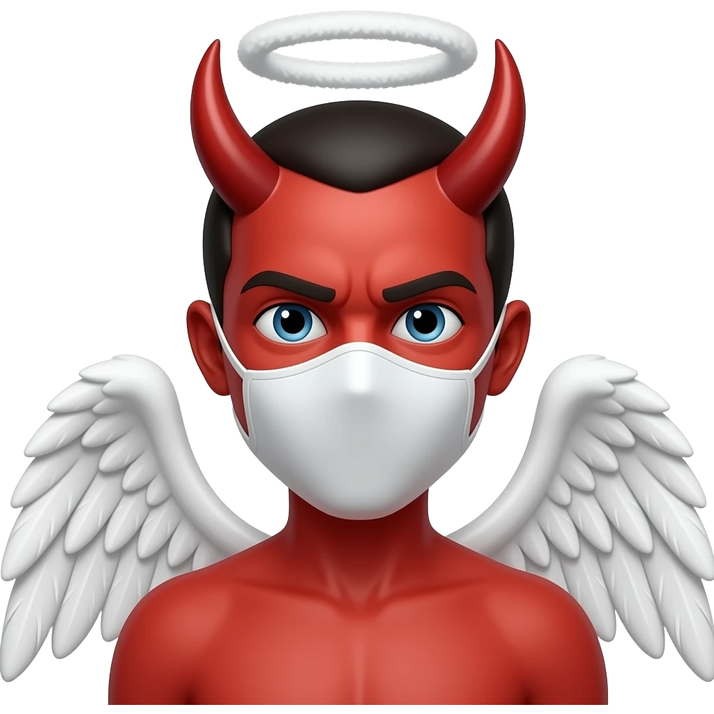 Melek maskesi takan şeytan emoji