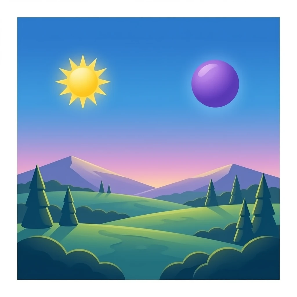 A blue sun and a purple moon high quality, detailed. emoji