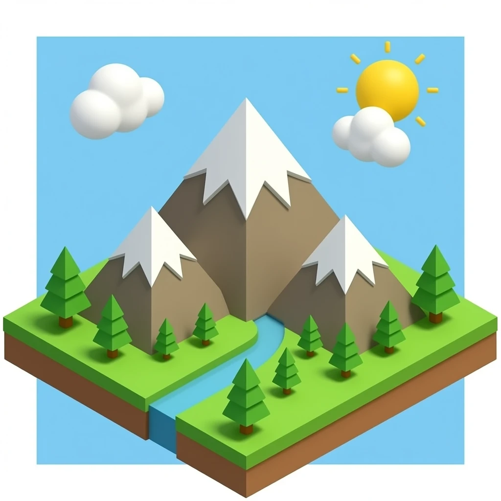 Isometric mountain emoji