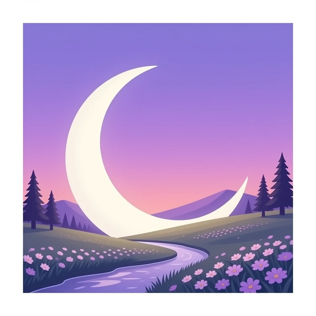 Lilac cresent moon emoji